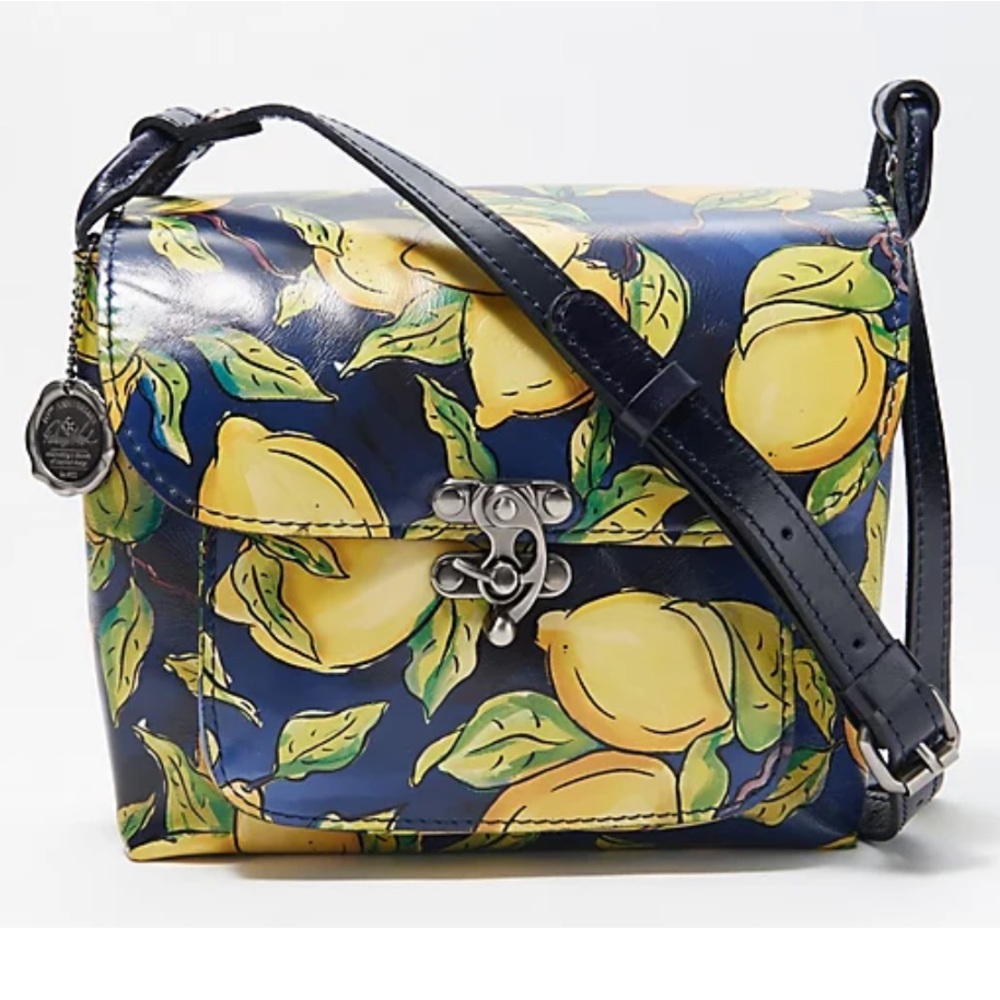 Patricia Nash Leandra Flap Leather Crossbody Bag in Positano Lemon